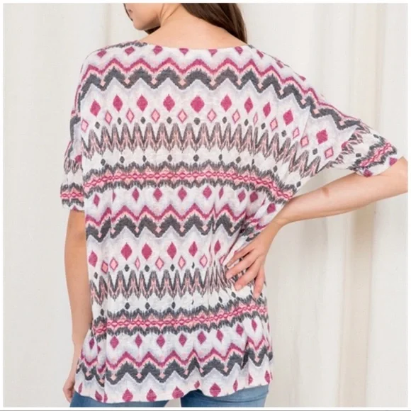 🆕 Tribal Scoop Neck Half Sleeve Tunic Sz. L - Picture 3 of 4